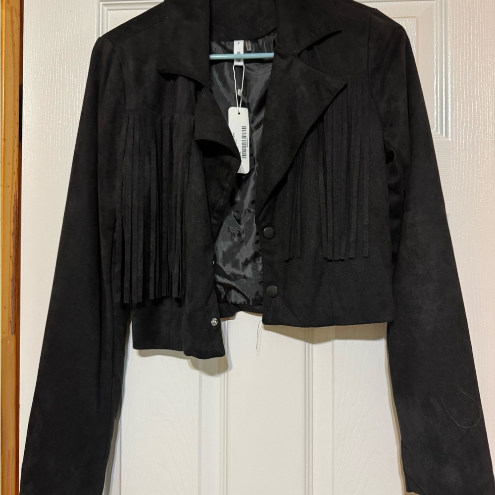 Glam Black Fringe Blazer